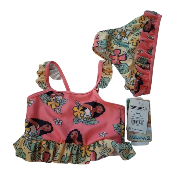 NWT Disney Moana 2 Pink and Yellow Swim Set 18 Mos - Picture 8 of 12